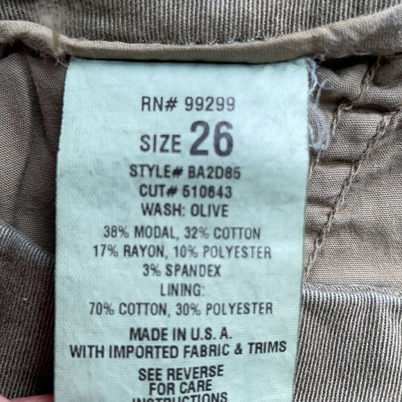 Level 99 Army Green Cropped Pant - 25 - Picture 4 of 7